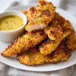 Baked Breaded Chicken Strips with Honey Mustard Dip Recipe