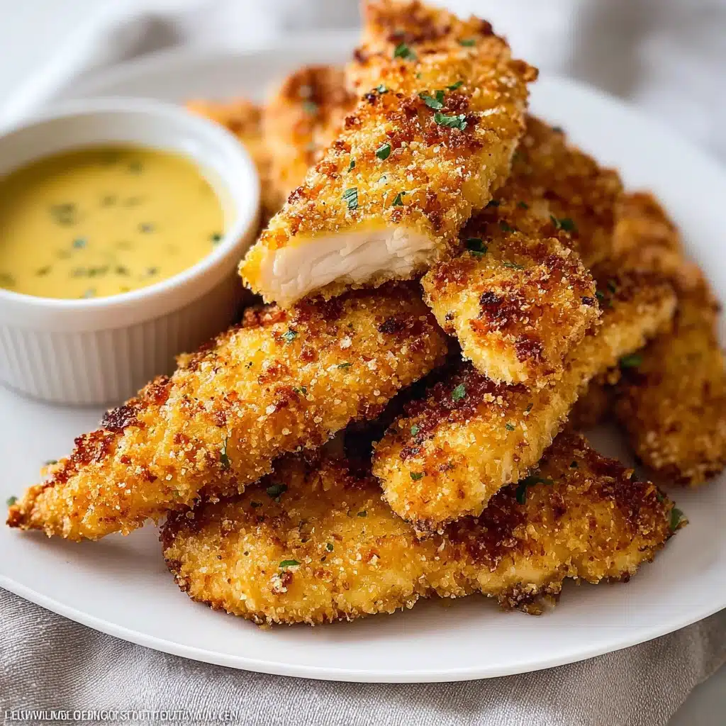 Baked Breaded Chicken Strips with Honey Mustard Dip Recipe