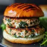 White Cheddar and Spinach Chicken Burgers Recipe