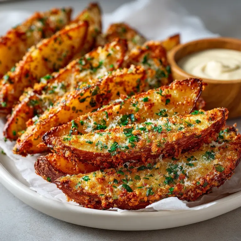 Easy Baked Garlic Parmesan Sweet Potato Wedges Recipe