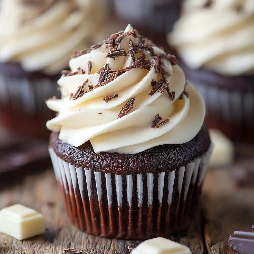 Dark Chocolate Cupcakes with White Chocolate Frosting Recipe