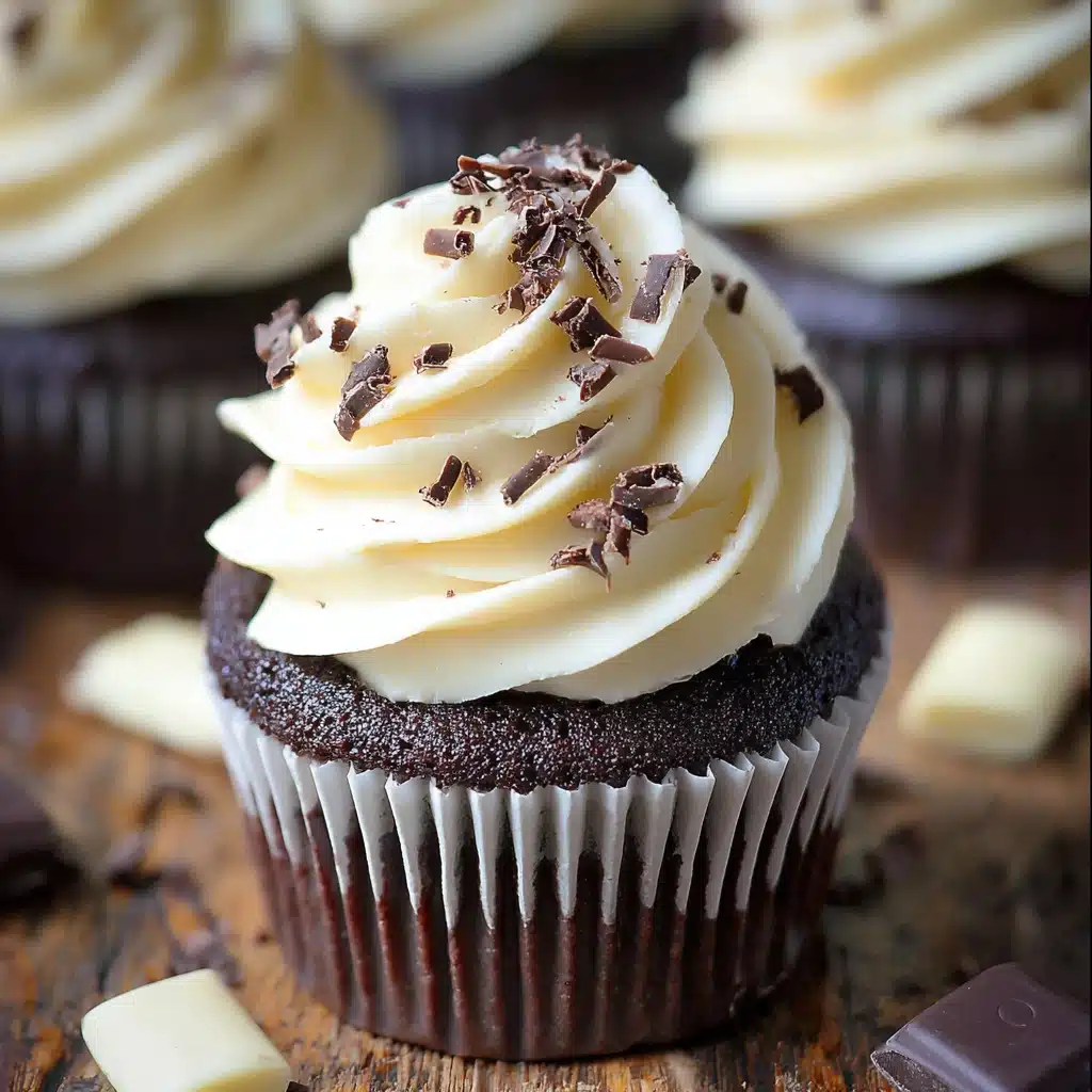 Dark Chocolate Cupcakes with White Chocolate Frosting Recipe - Recipe Image