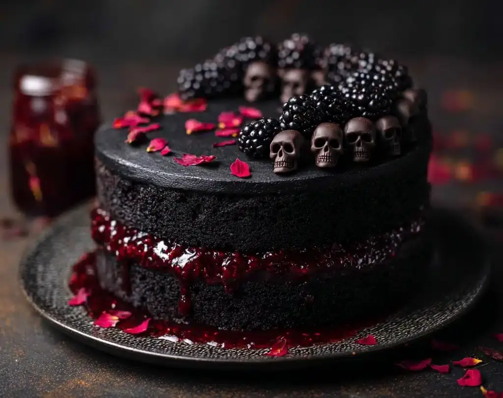 Spooky Black Velvet Halloween Cake Recipe