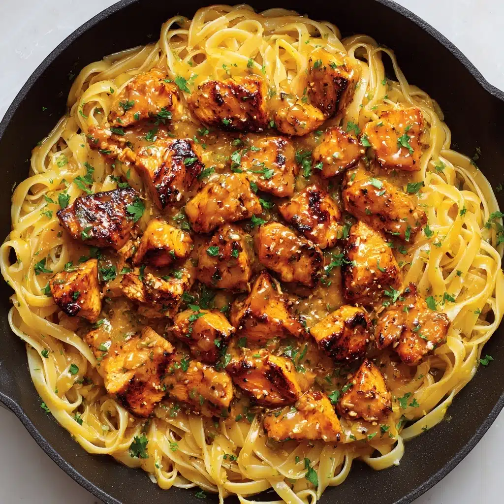 Plate the pasta and top with garlic butter chicken bites Recipe