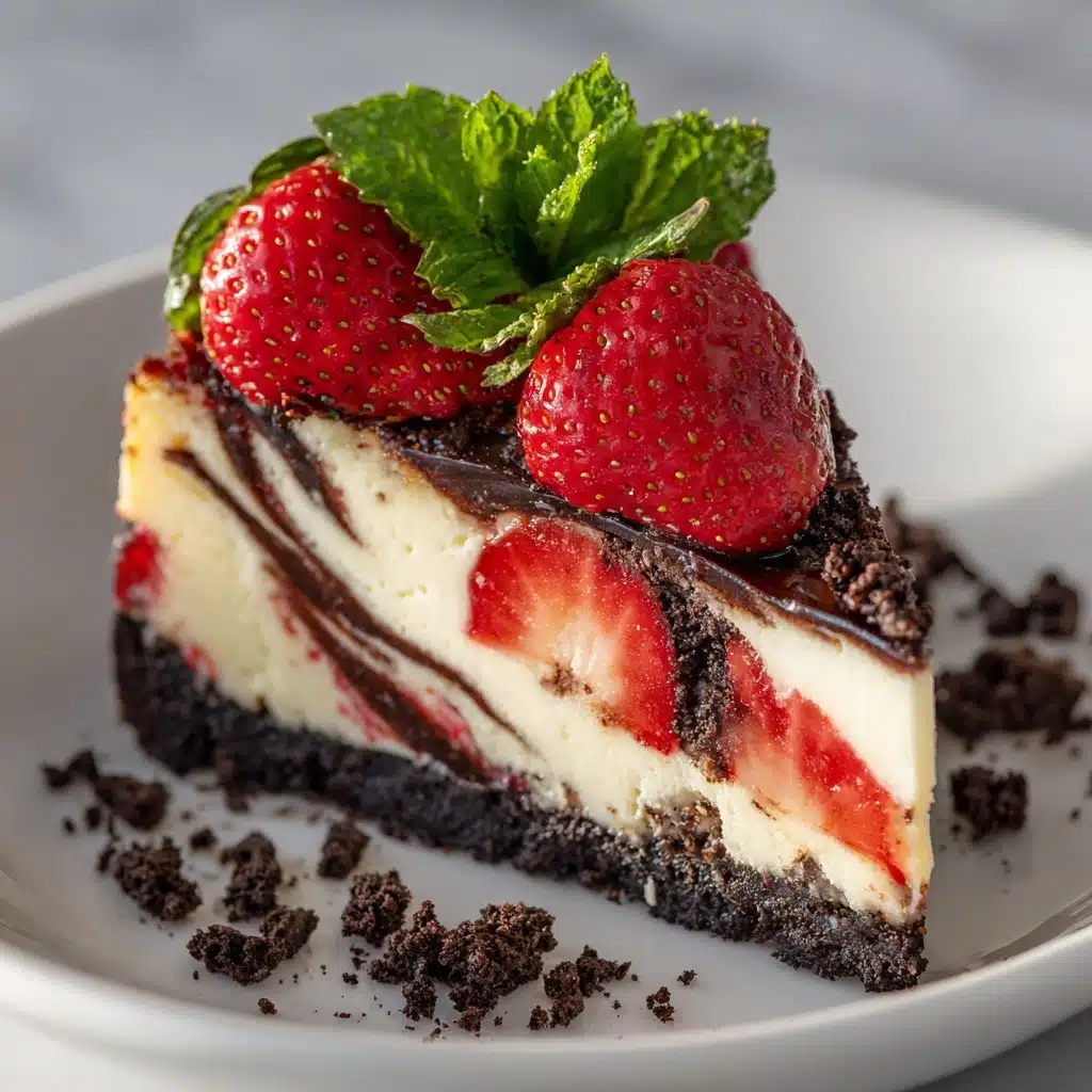 Chocolate Strawberry Swirl Cheesecake Recipe - Recipe Image