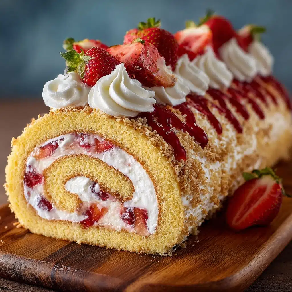 Homemade Strawberry Shortcake Cheesecake Roll Recipe - Recipe Image