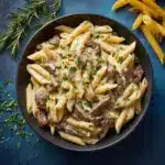 Steak and Creamy Garlic Parmesan Pasta Recipe