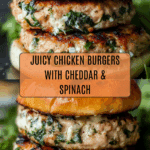 White Cheddar and Spinach Chicken Burgers Recipe