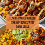 Grilled Shrimp Bowl with Avocado, Corn Salsa & Creamy Sauce Recipe