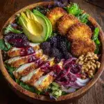 Blackberry Balsamic Grilled Chicken Salad with Crispy Fried Goat Cheese Recipe