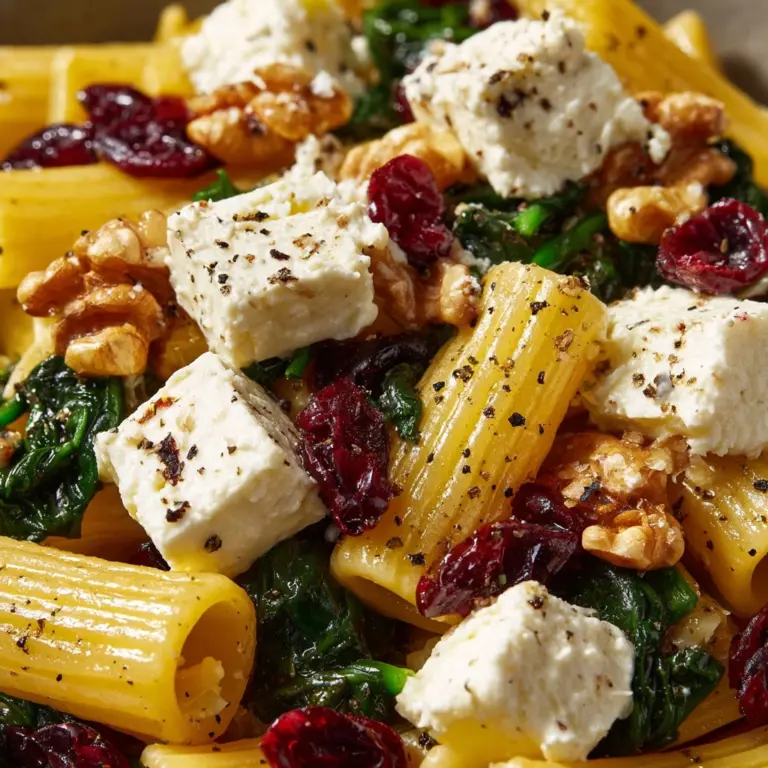 Feta & Cranberry Rigatoni Salad with Lemon Vinaigrette Recipe