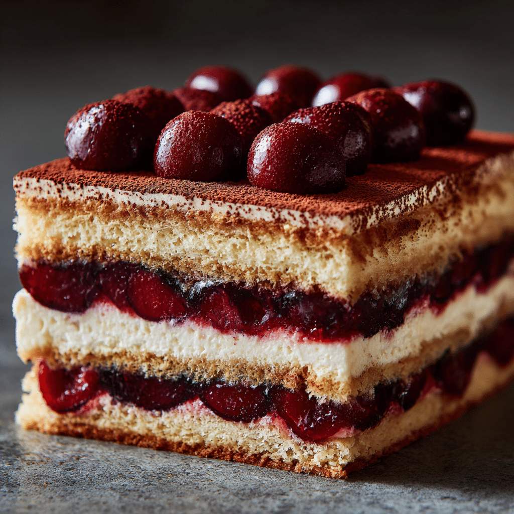 Cherry Amaretto Tiramisu Recipe : A Fruity Twist Recipe - Recipe Image