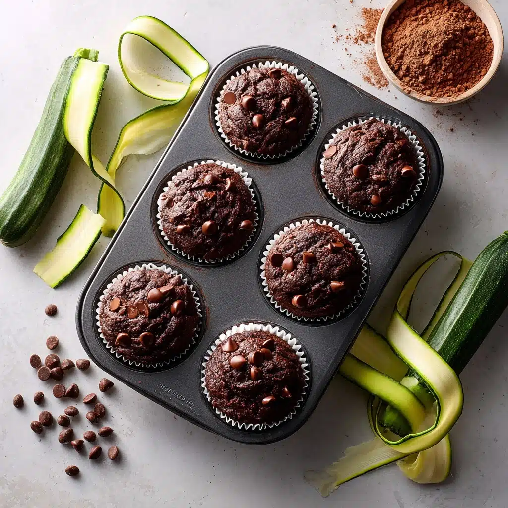 Healthy & Moist Chocolate Zucchini Muffins Recipe - Recipe Image
