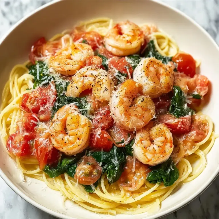 Tomato Spinach Shrimp Pasta Recipe