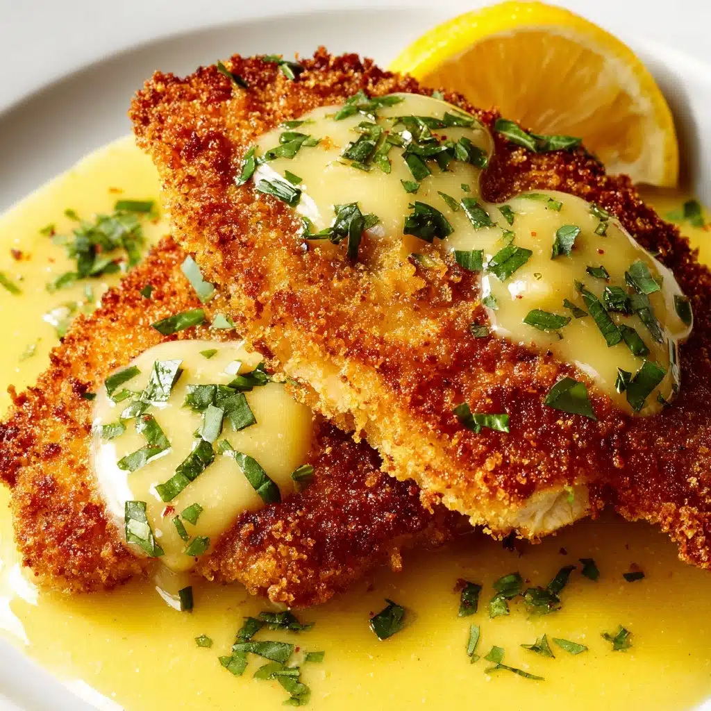 Lemon Pecorino Crusted Chicken with Creamy Lemon Sauce Recipe - Recipe Image