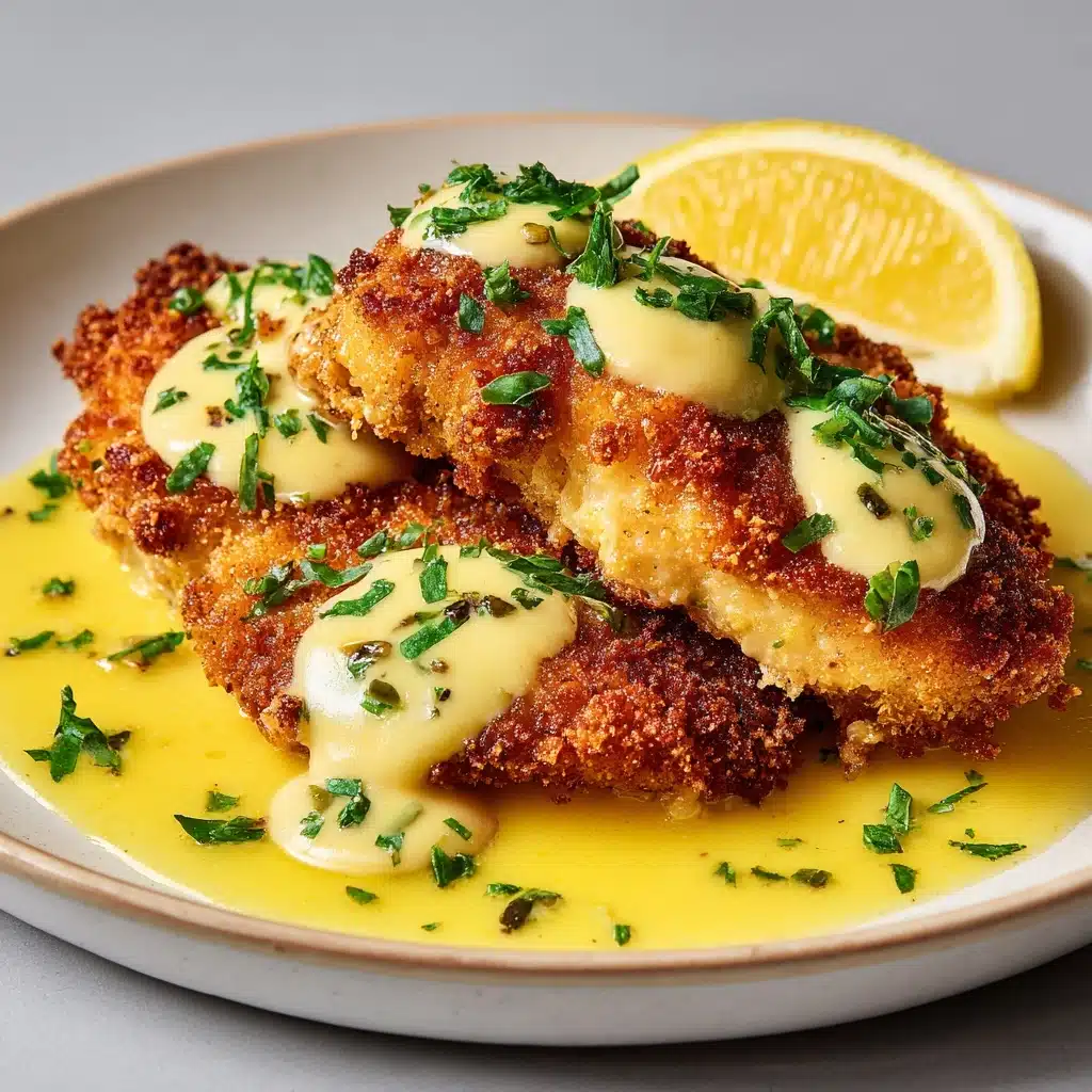 Lemon Pecorino Crusted Chicken with Creamy Lemon Sauce Recipe - Recipe Image