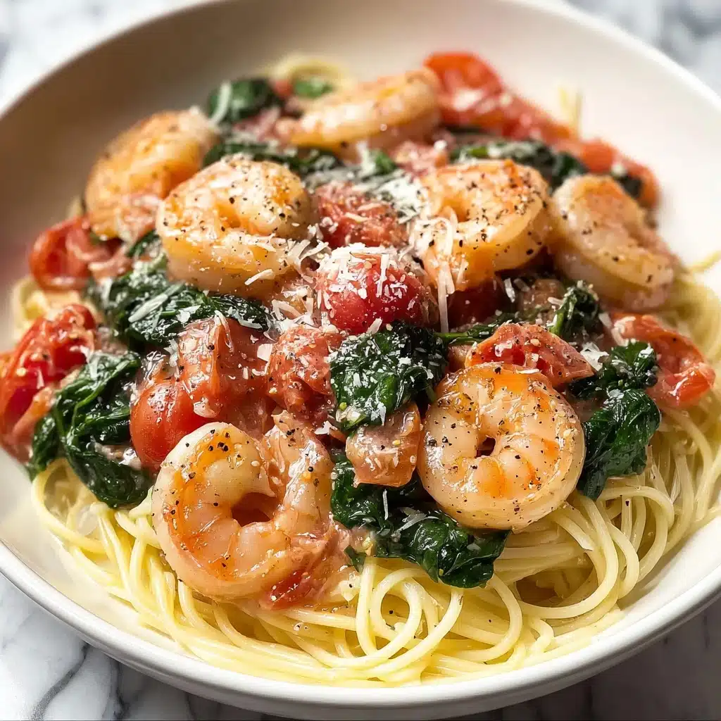 Tomato Spinach Shrimp Pasta Recipe - Recipe Image