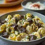 Cheesesteak Tortellini in Rich Provolone Sauce Recipe