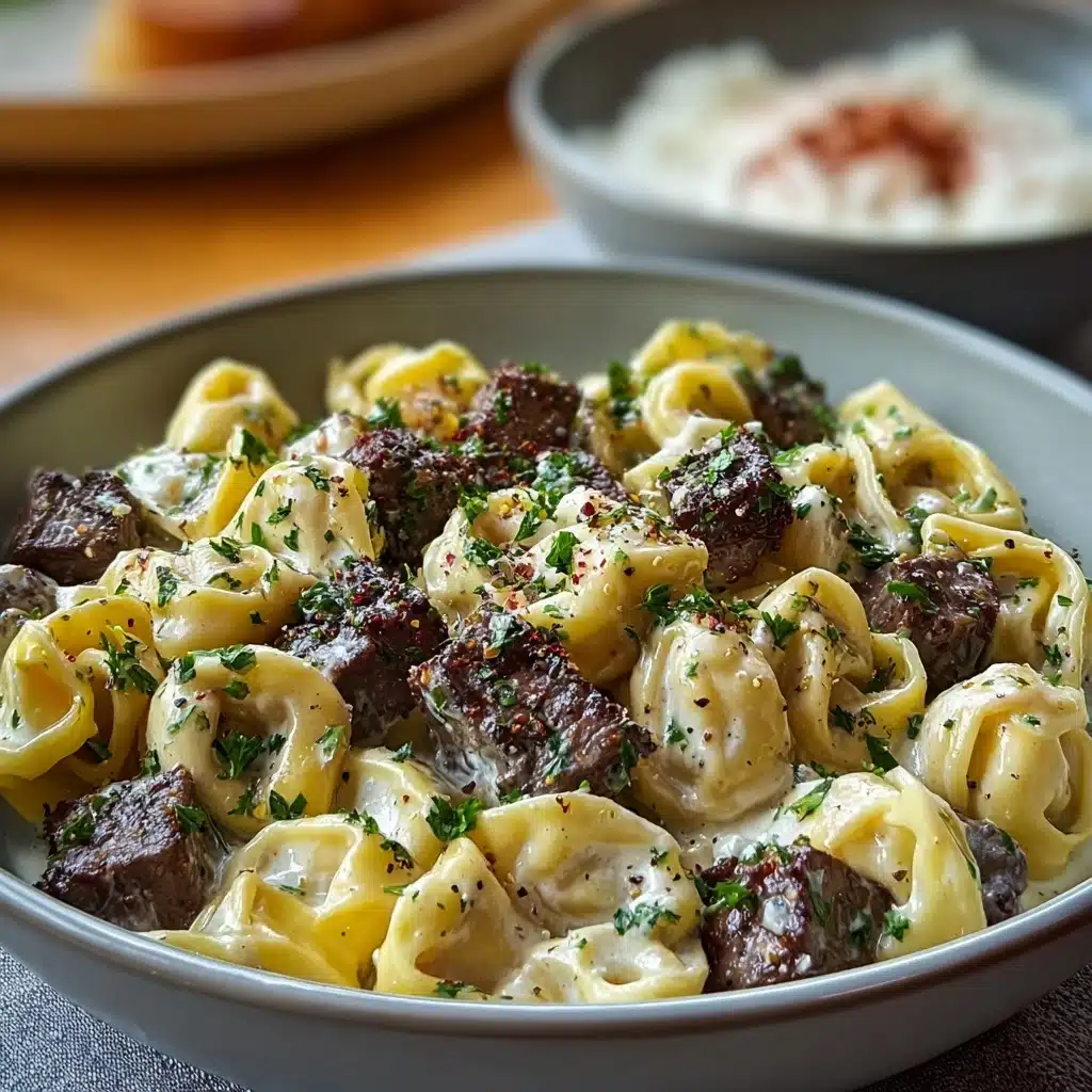 Cheesesteak Tortellini in Rich Provolone Sauce Recipe - Recipe Image