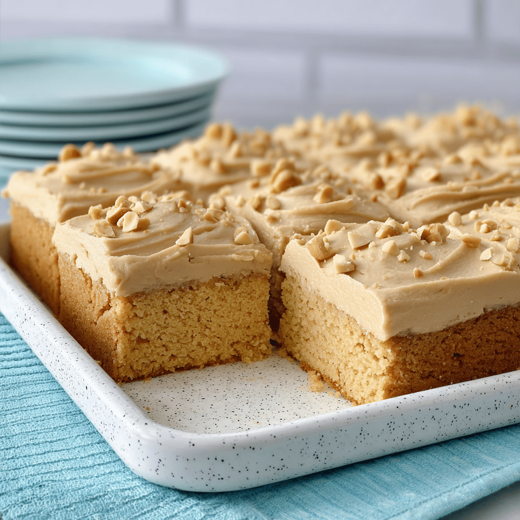 Peanut Butter Sheet Cake with Peanut Butter Frosting Recipe - Recipe Image