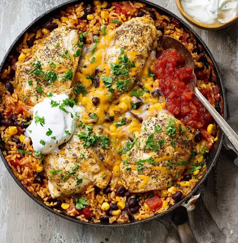 Baked Salsa Chicken and Rice Recipe