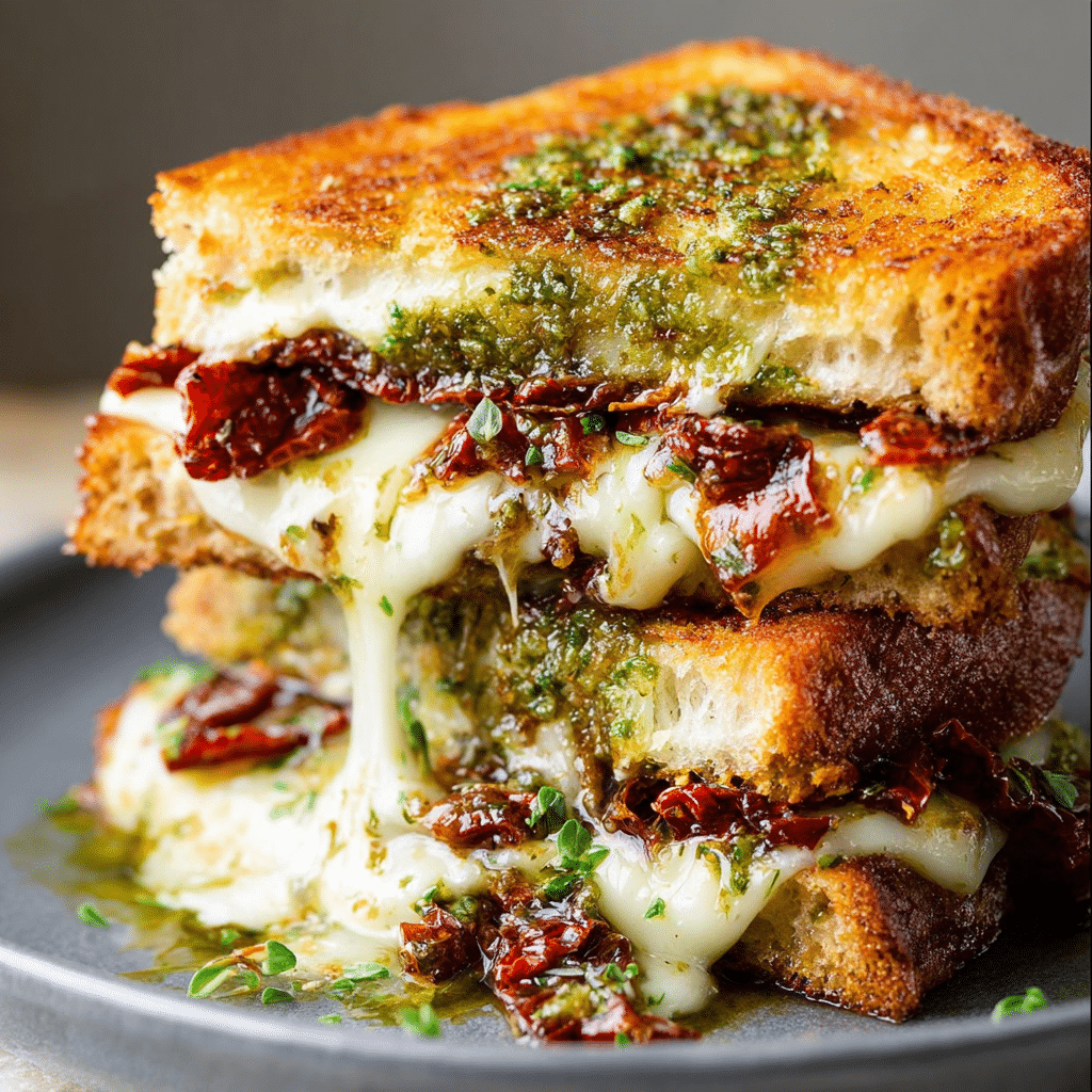 Sun Dried Tomato Bacon Pesto Grilled Cheese Recipe - Recipe Image
