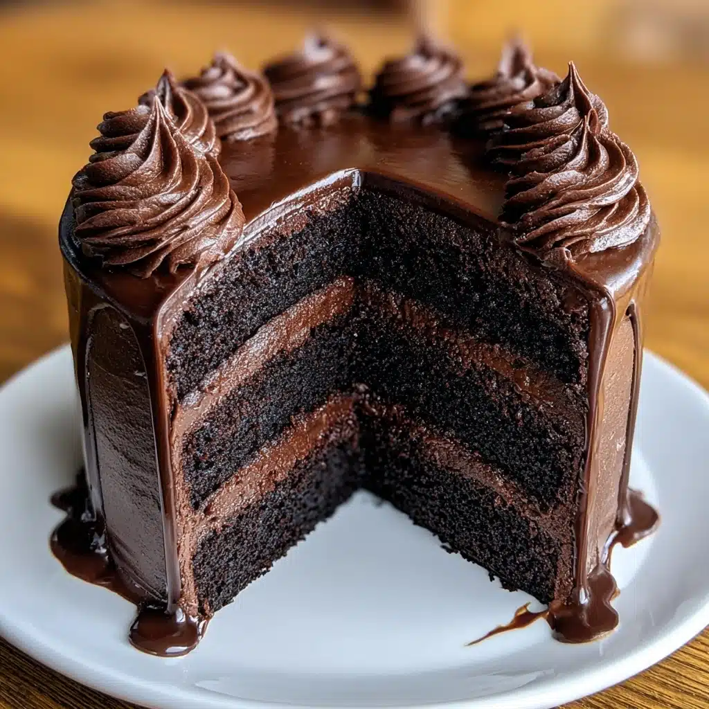 Best Double Chocolate Cake with Black Velvet Icing Recipe - Recipe Image