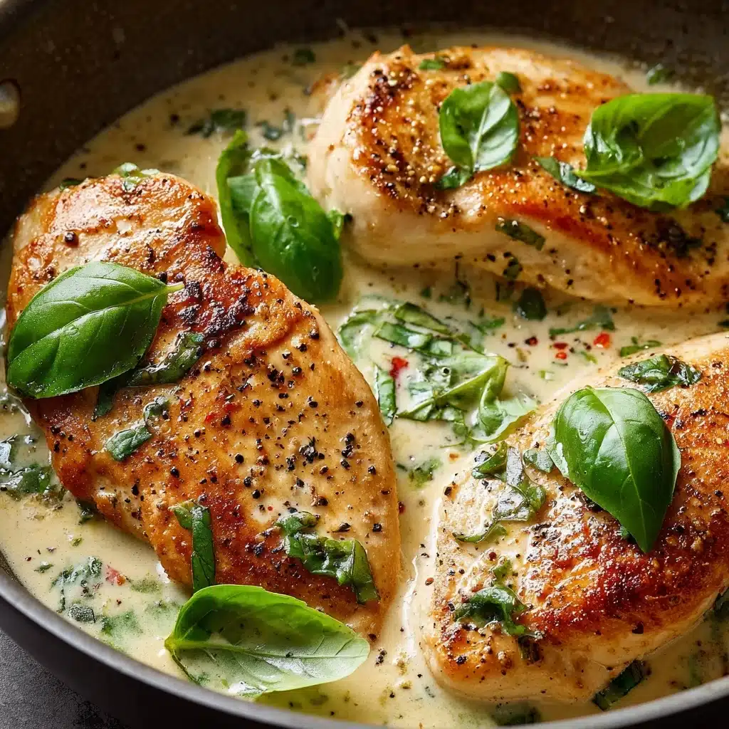 Mozzarella Chicken in Basil Cream Sauce Recipe - Recipe Image