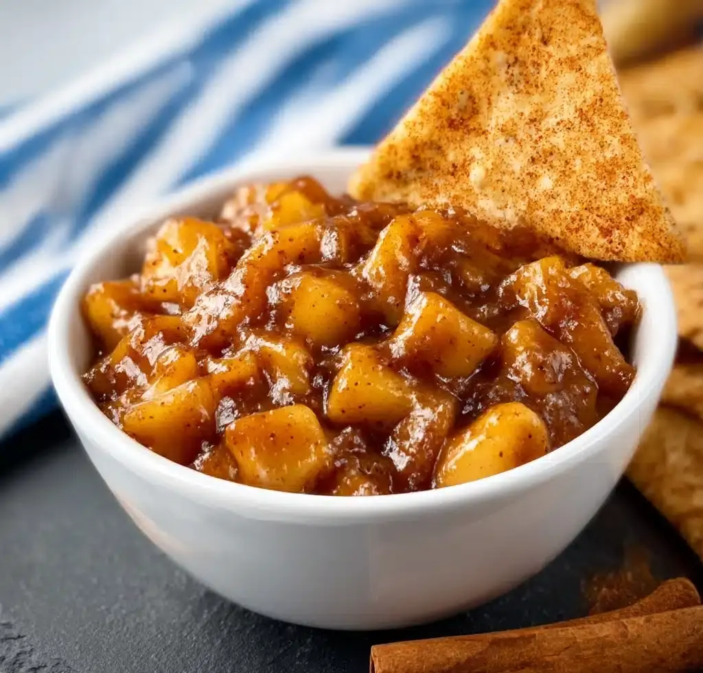 Apple Pie Dip with Cinnamon Sugar Tortilla Chips Recipe