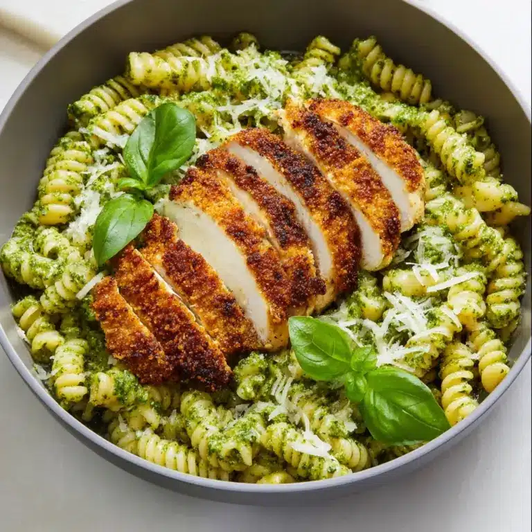 Pesto Pasta with Crispy Parmesan Chicken Recipe