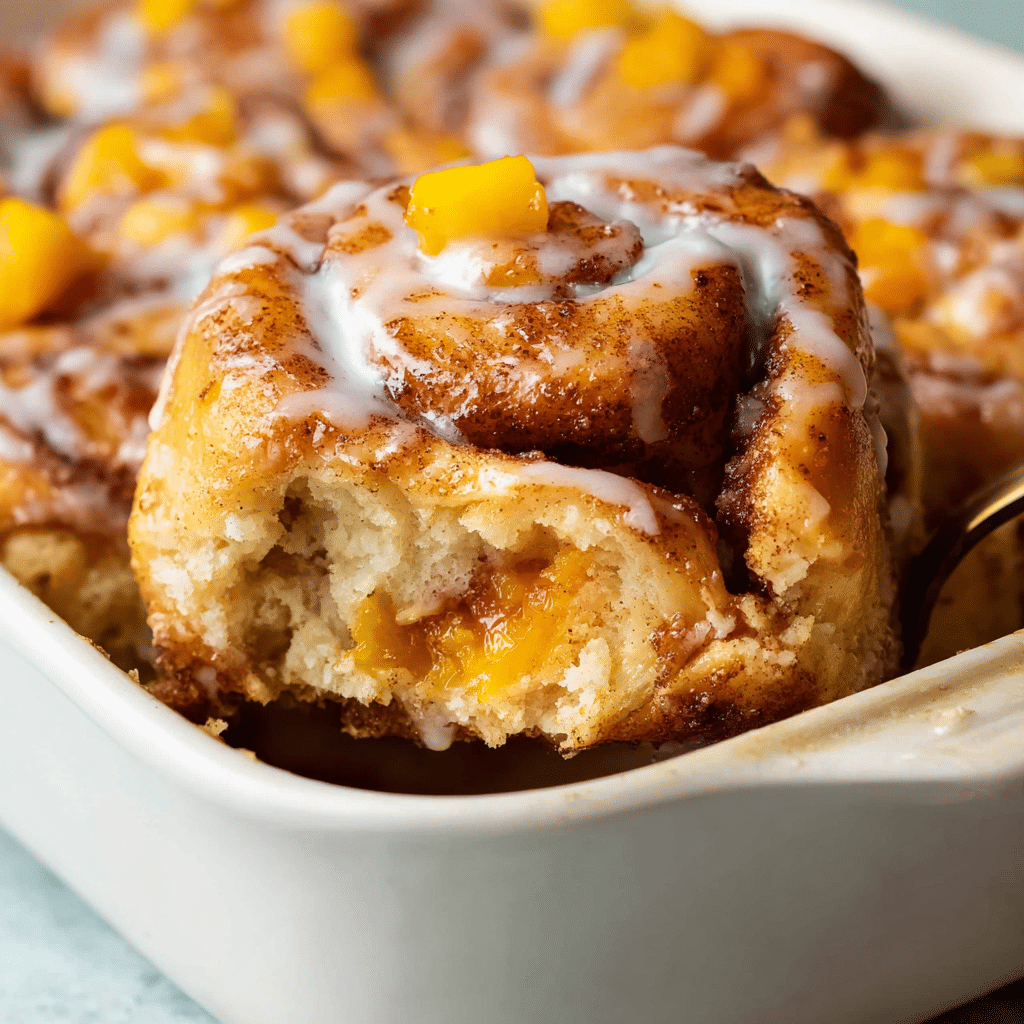 Peach Cobbler Cinnamon Rolls Recipe - Recipe Image