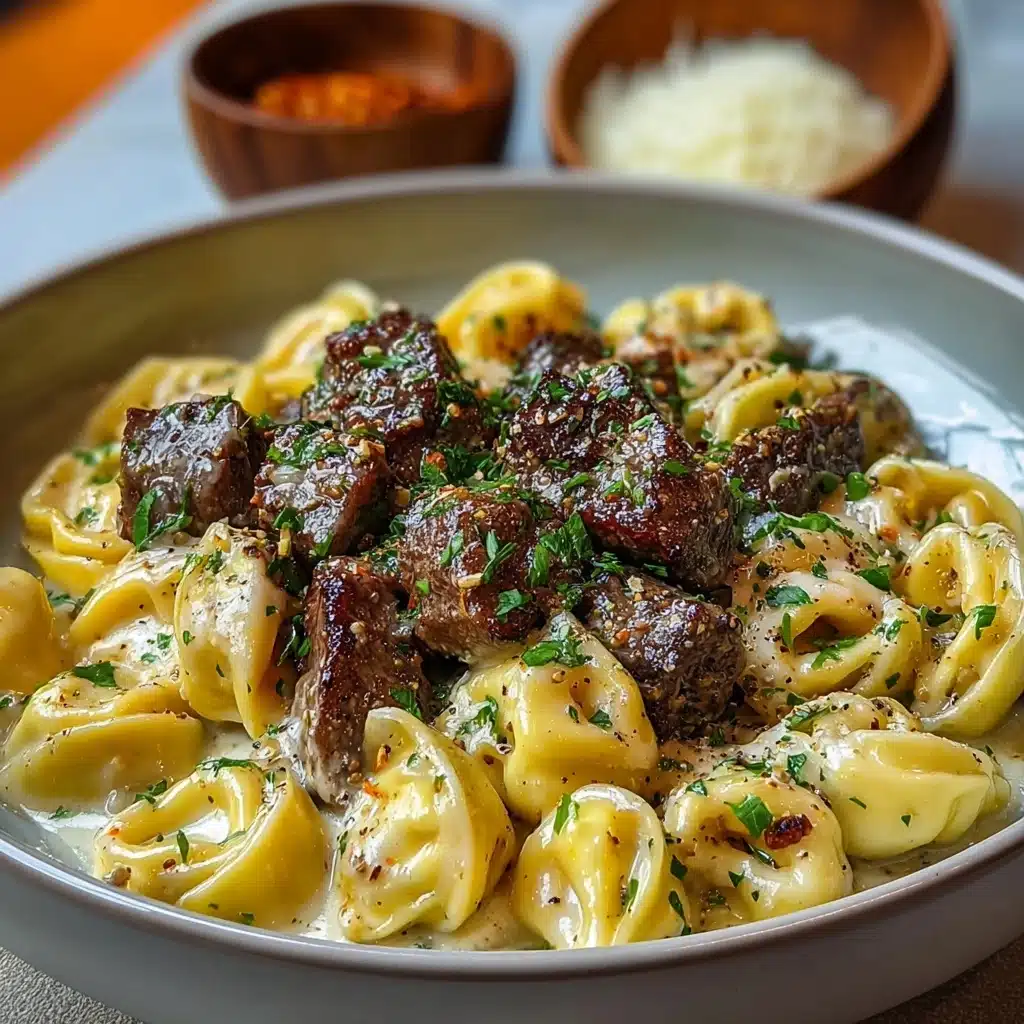 Cheesesteak Tortellini in Rich Provolone Sauce Recipe - Recipe Image