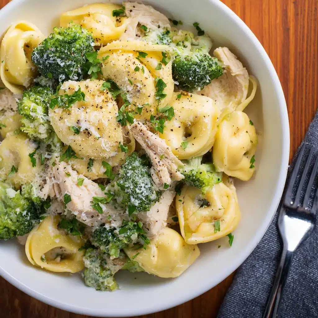 Creamy Garlic Chicken and Broccoli Tortellini Recipe - Recipe Image