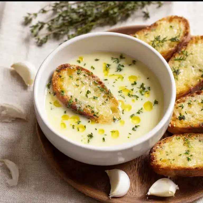 French Garlic Soup (with Cheesy Crostinis) Recipe