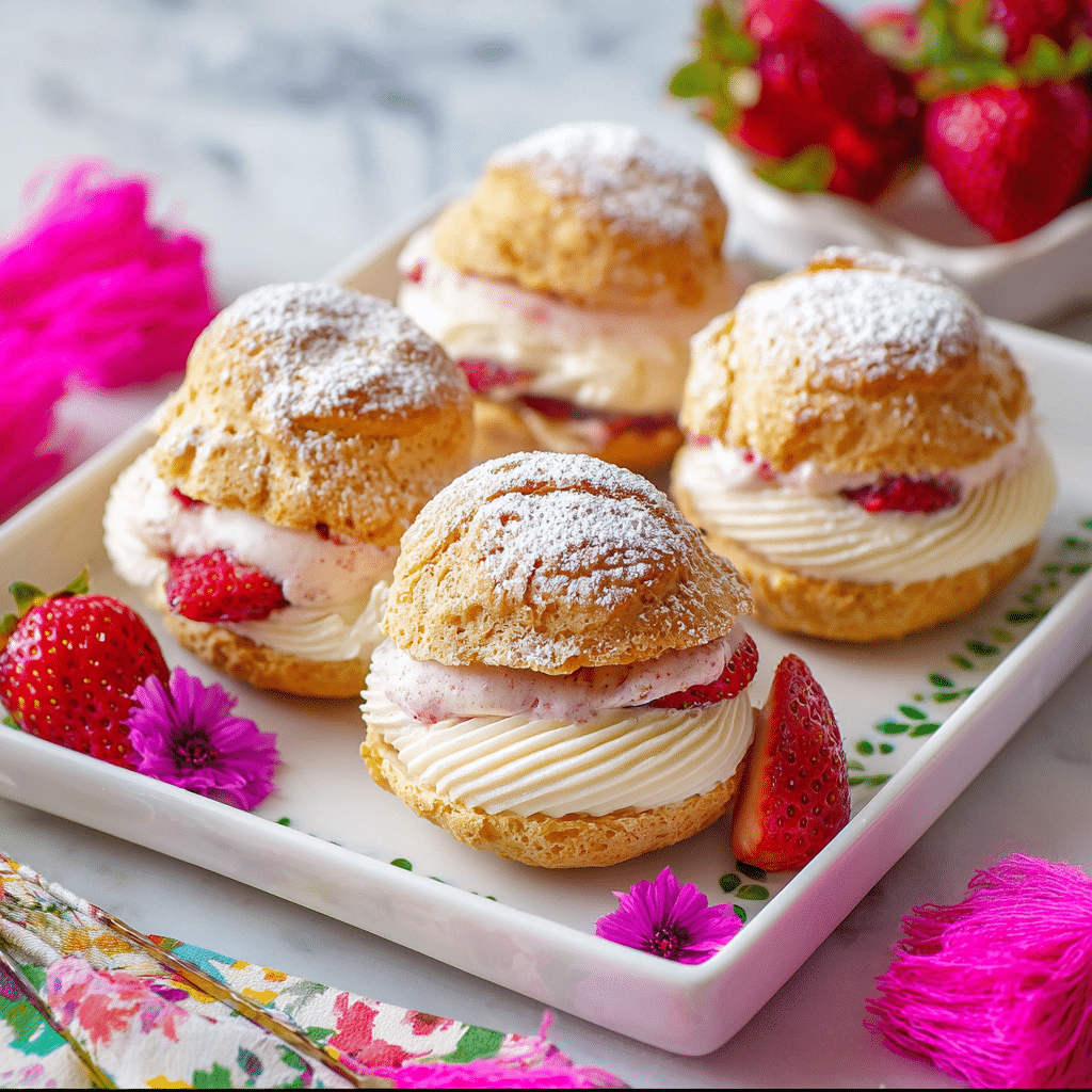 Easy Strawberry Cream Puffs Recipe - Recipe Image