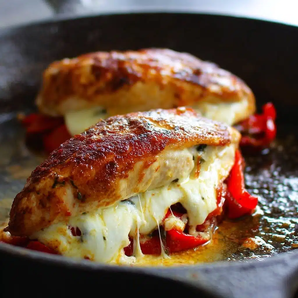 Roasted Red Pepper Spinach Mozzarella Stuffed Chicken Recipe - Recipe Image