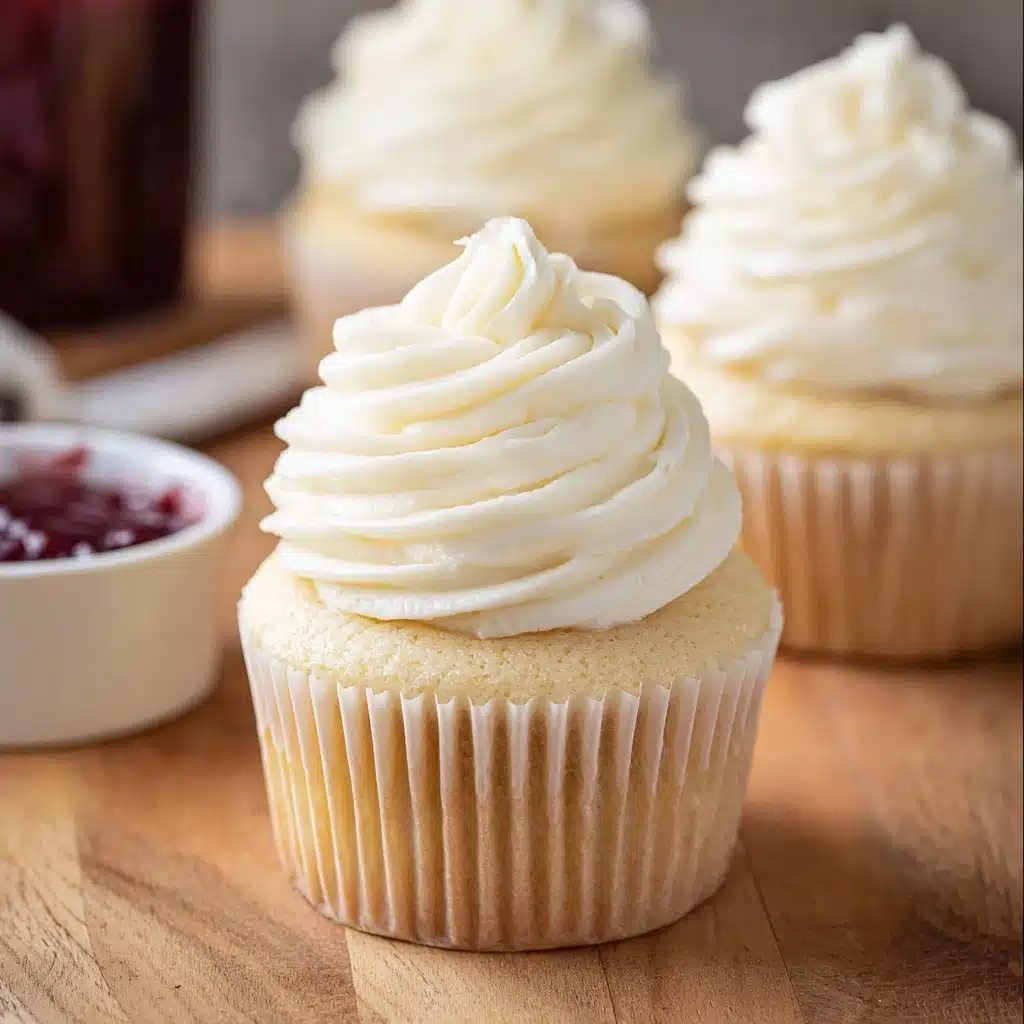 Almond Wedding Cake Cupcakes with Raspberry Filling Recipe