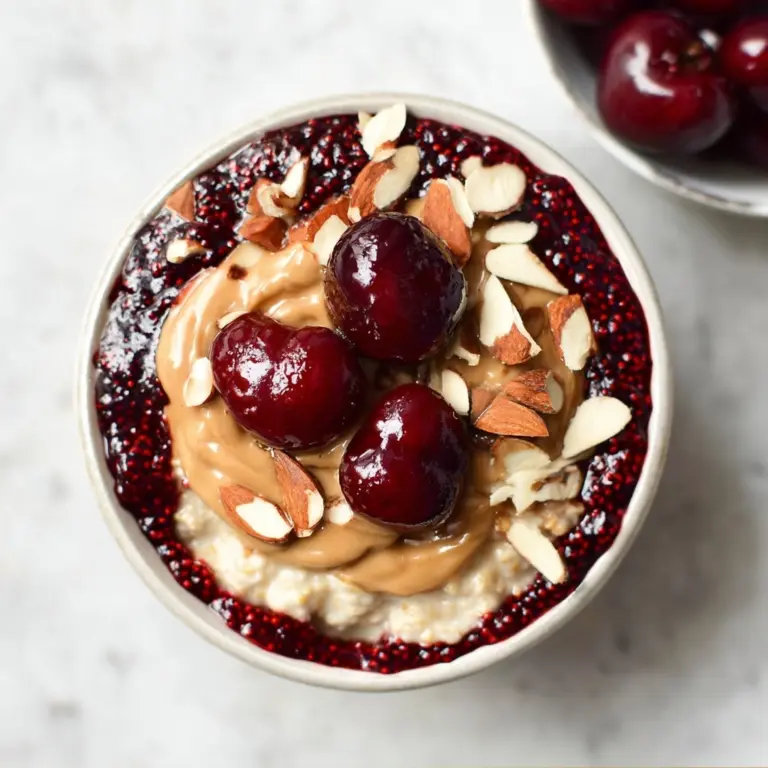 Healthy Overnight Oats with Cherry Chia Seed Jam Recipe