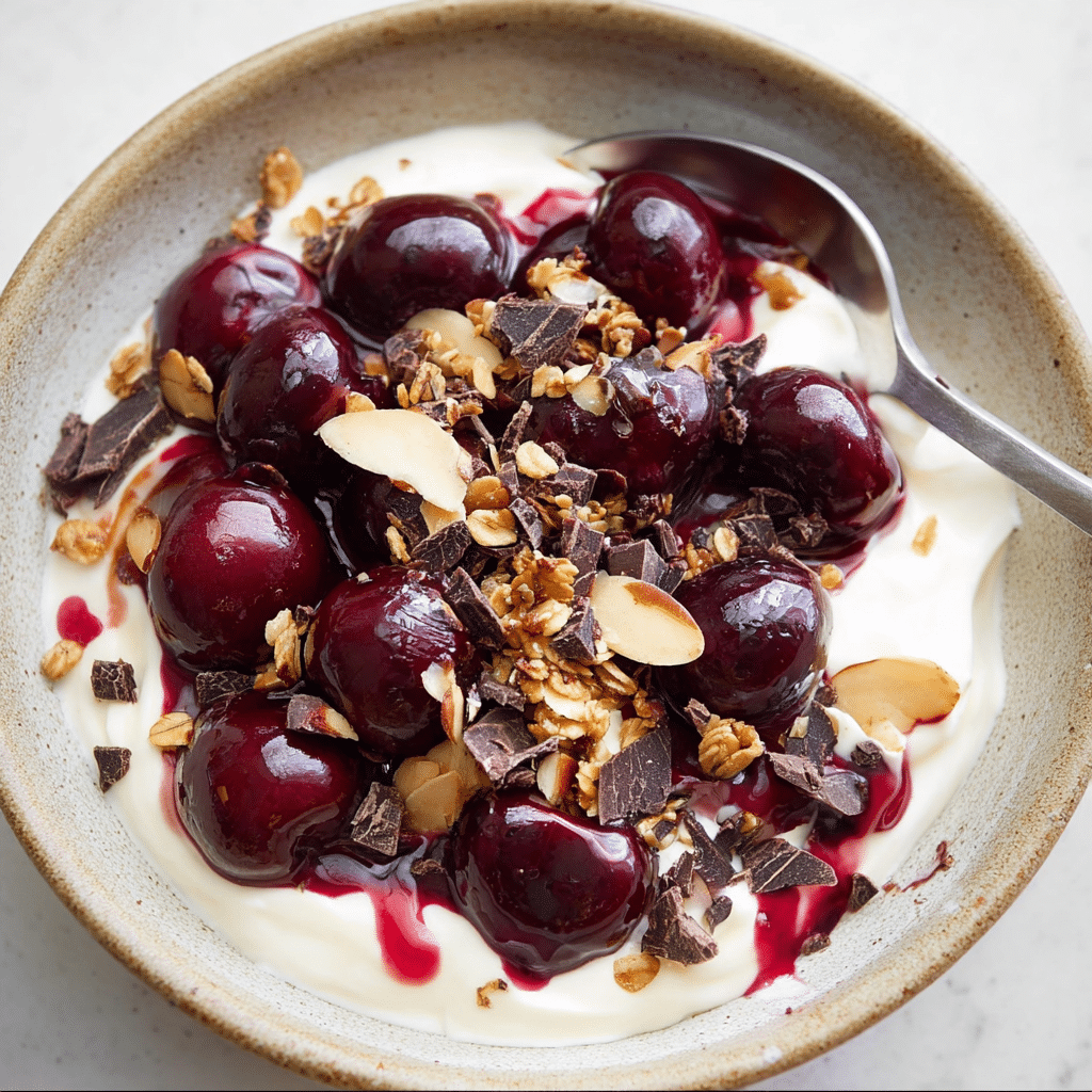 Roasted Cherry Yogurt Bowl with Granola Recipe - Recipe Image