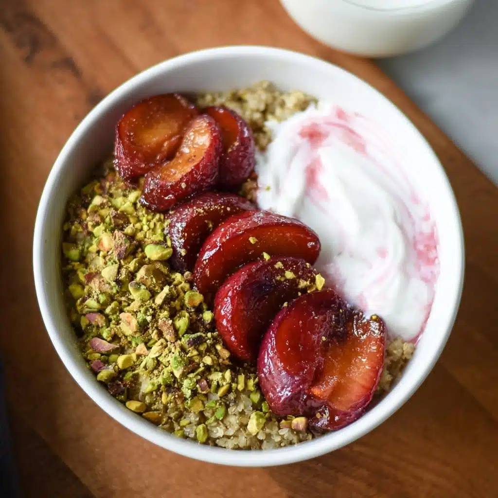 Baked Breakfast Quinoa with Plums and Pistachios Recipe - Recipe Image