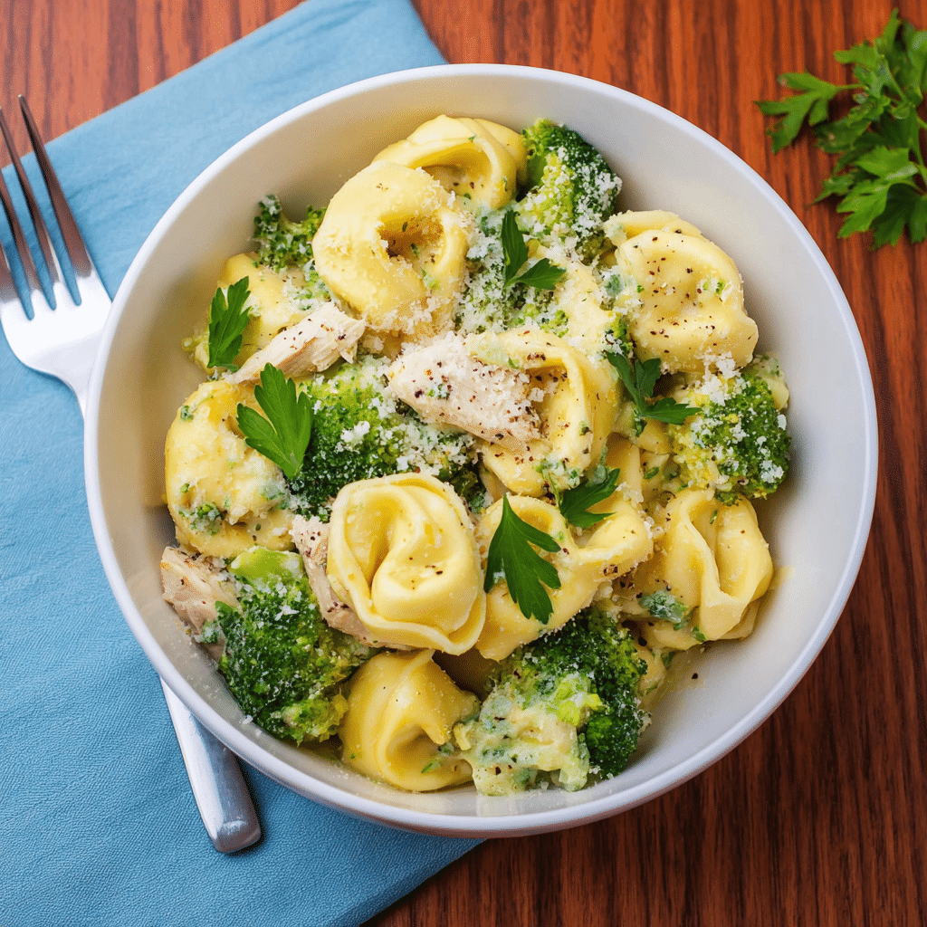 Creamy Garlic Chicken and Broccoli Tortellini Recipe - Recipe Image