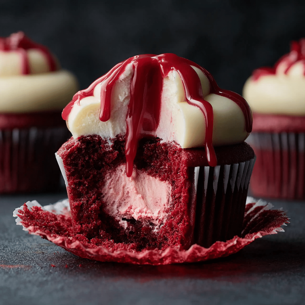 Halloween Vampire Bite Cupcakes Recipe - Recipe Image
