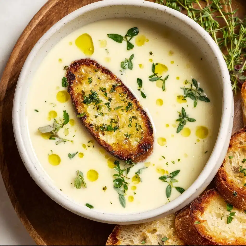 French Garlic Soup (with Cheesy Crostinis) Recipe - Recipe Image