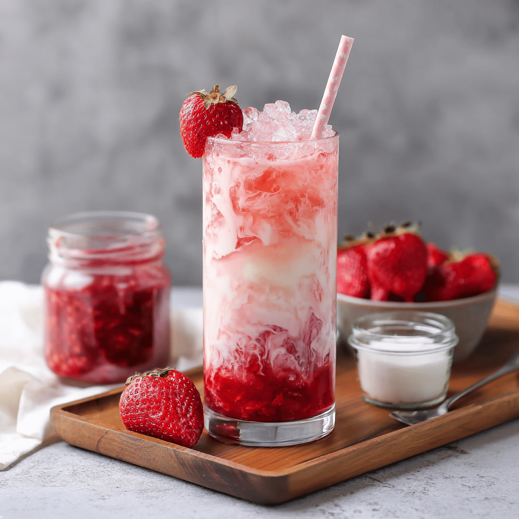 Korean Strawberry Milk Recipe - Recipe Image