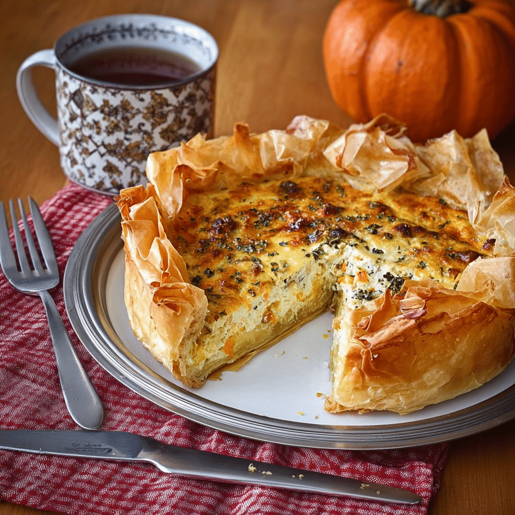 Roasted Pumpkin Quiche with Caramelized Onions Recipe - Recipe Image