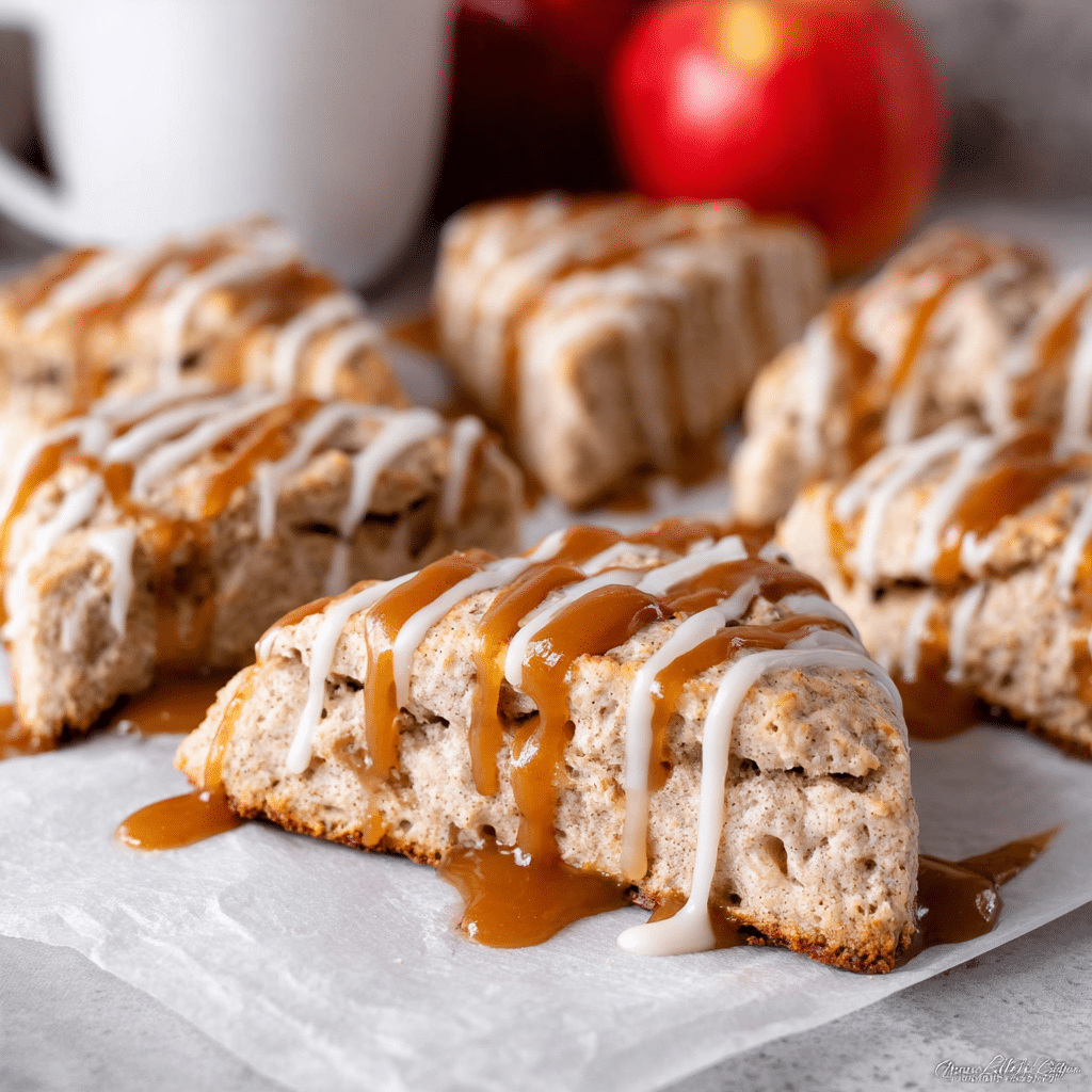 Salted Caramel Apple Cinnamon Scones Recipe - Recipe Image