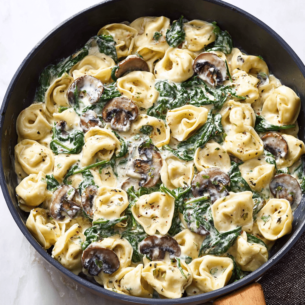 Creamy Spinach Mushroom Tortellini Recipe - Recipe Image