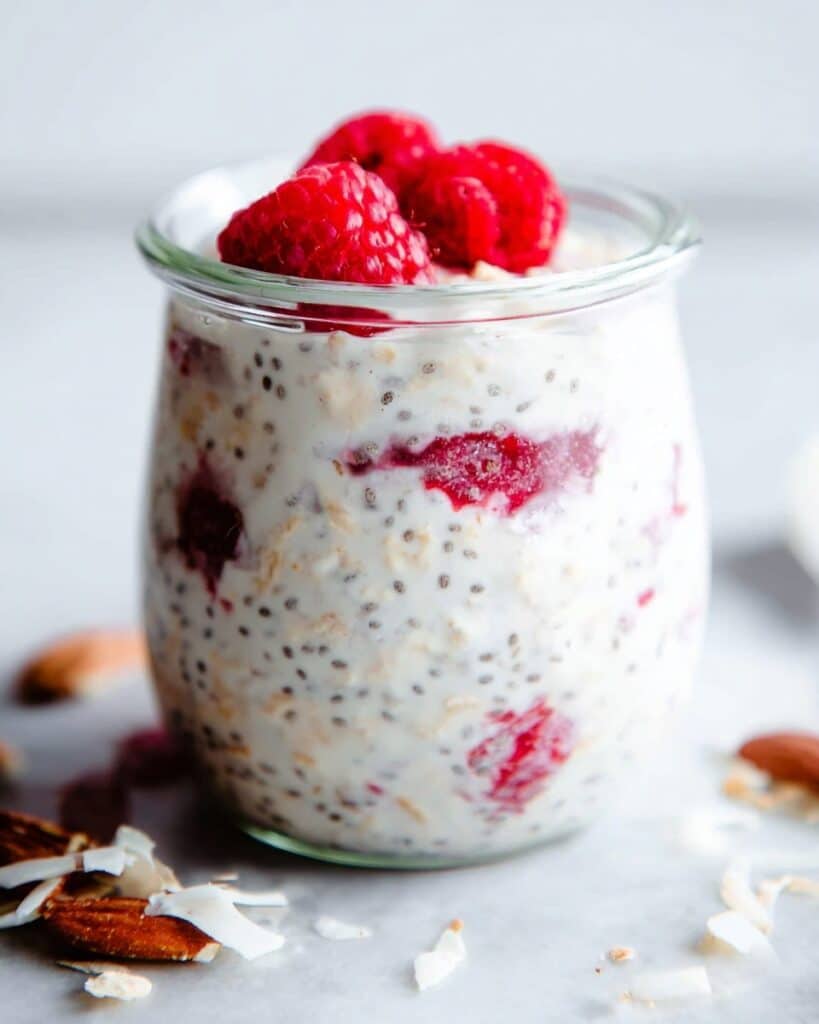 Raspberry Coconut Overnight Oats Recipe