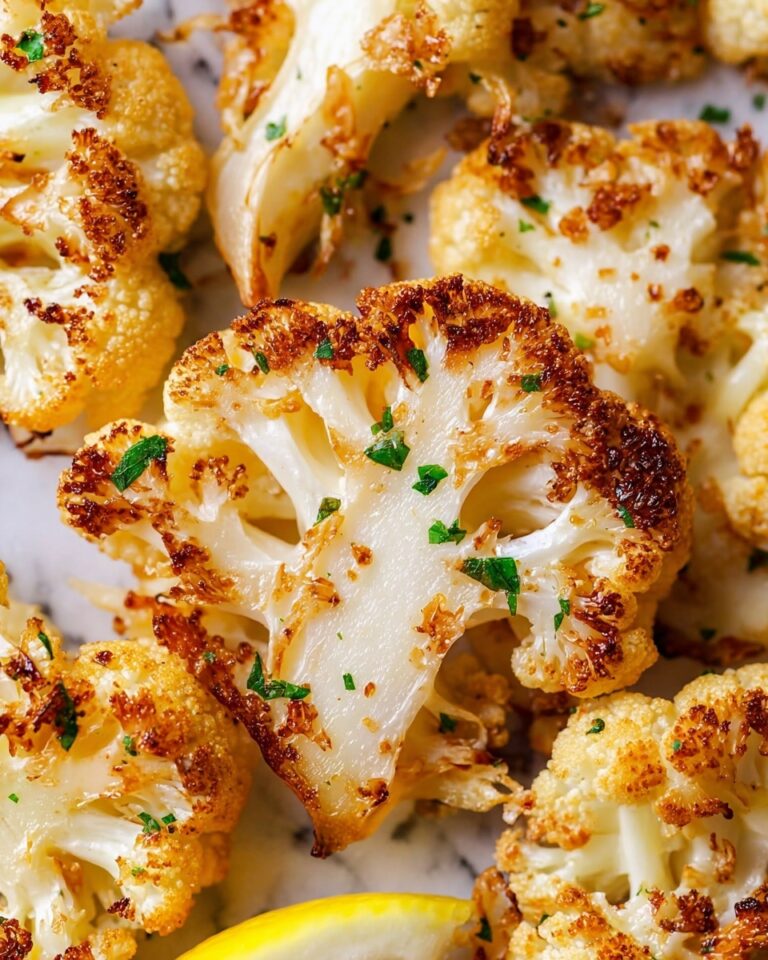 Crispy Roasted Cauliflower with Garlic Lemon Butter and Parmesan Recipe