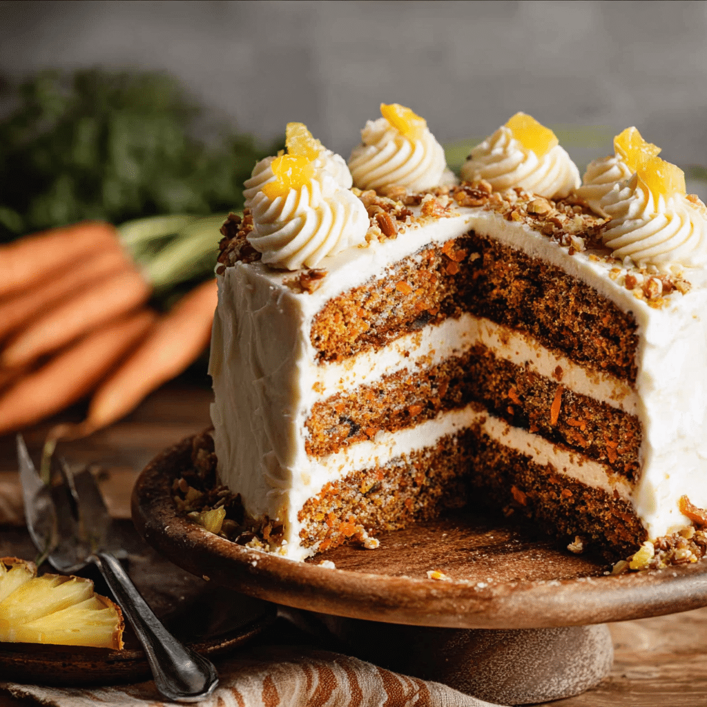 Pineapple Carrot Cake with Cinnamon Cream Cheese Frosting Recipe - Recipe Image
